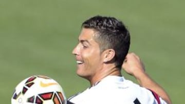 Cristiano, en el entrenamiento previo al derbi.
