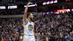 Jan 3, 2018; Dallas, TX, USA; Golden State Warriors guard Stephen Curry (30) waves to the Dallas Mavericks fans after making the game winning shot against the Mavericks at the American Airlines Center. The Warriors defeat the Mavericks 125-122. Mandatory Credit: Jerome Miron-USA TODAY Sports