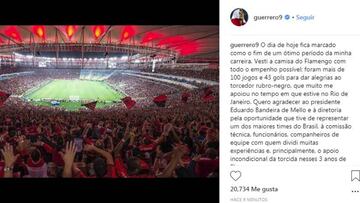 Paolo Guerrero se despide de Flamengo