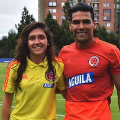 Falcao y Natalia Gaitán juntos en la sede de la FCF en Bogotá