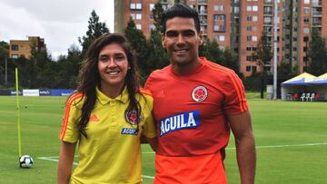 Falcao y Natalia Gaitán juntos en la sede de la FCF en Bogotá