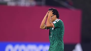 Adrian Villa of Mexico during the FIFA Under-17 World Cup match between Mexico (Mexican National team) and Portugal as part Round for 16 at Aspire Zone Academy - Pitch 3 on November 18, 2025 in Doha, Qatar.