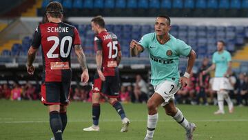 25 July 2020, Italy, Genova: Inter Milan's Alexis Sanchez celebrates scoring his side's second goal during the Italian Serie A soccer match between Genoa and Inter Milan at Luigi Ferraris Stadium. Photo: Jonathan Moscrop/CSM via ZUMA Wire/dpa Jonathan Moscrop/CSM via ZUMA Wi / DPA 25/07/2020 ONLY FOR USE IN SPAIN