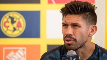 Oribe Peralta, delantero del Am&eacute;rica, en conferencia de prensa. 