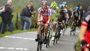 Joaquim &#039;Purito&#039; Rodriguez lidera al grupo de favoritos en la subida al Muro di Sormano en la 106&ordf; edici&oacute;n del Giro de Lombard&iacute;a, disputada en 2012.