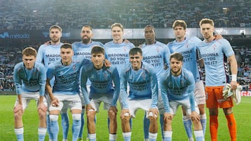 Formación inicial del Celta contra el Real Madrid en la 27ª jornada de LaLiga EA Sports.