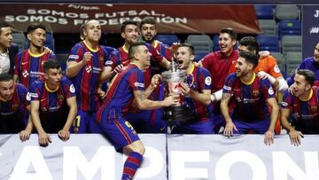 El Bar&ccedil;a celebra su triunfo en la Copa del Rey 2020.