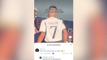 El delantero brasileño del Real Madrid contestó en un vídeo de TikTok de un chico que se graduaba engalanado con su camiseta con el ‘7′.