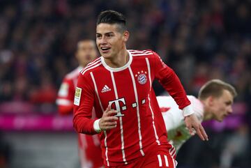 James celebra su gol ante el Leipzig por Bundesliga