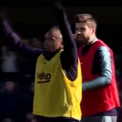 El show de Vidal tras ganarle un juego a Piqué y Suárez