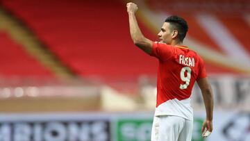 Falcao Garc&iacute;a celebrando su gol en el triunfo 2-0 del M&oacute;naco sobre Caen por los octavos de final de la Copa de la Liga de Francia