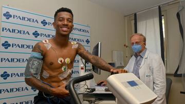 ROME, ITALY - JUNE 21: SS Lazio new signing Marcos Antonio attends the medical test at the Paideia hospital on June 21, 2022 in Rome, Italy. (Photo by Marco Rosi - SS Lazio/Getty Images)