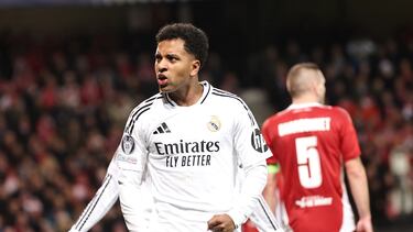 Rodrygo celebra su segundo gol ante el Brest.