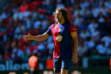 Carles Puyol durante el partido de Leyendas en entre el Real Madrid y el Fútbol Club Barcelona.