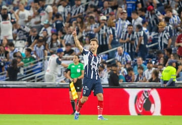 Monterrey's Spanish midfielder #10 Sergio Canales celebrates after scoring a goal during the Liga MX Apertura tournament football match between Monterrey and Atlas at the BBVA stadium in Guadalupe, near Monterrey, Nuevo Leon state, Mexico, on November 2, 2024. (Photo by Julio Cesar AGUILAR / AFP)