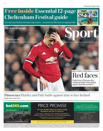 The Telegraph señala la vergüenza que sienten los fans del Manchester United: "Caras rojas".