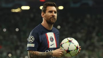 Leo Messi scored PSG's first goal against Maccabi Haifa.