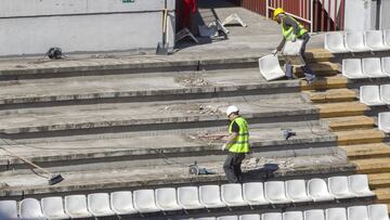 Imágenes de las obras en el Estadio de Vallecas.