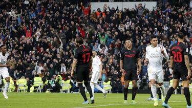 Casemiro celebra su segundo gol contra el Sevilla en el Bernabéu el pasado sábado; un tanto que supuso el triunfo del Real Madrid (2-1).