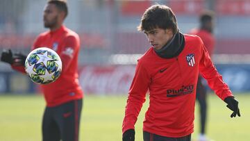 João Félix, durante el entrenamiento del Atlético.