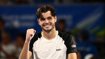 Tennis - ATP 500 - Japan Open Tennis Championships - Ariake Coliseum, Tokyo, Japan - September 26, 2025 Taylor Fritz of the U.S. celebrates winning his round of 16 match against Portugal's Nuno Borges REUTERS/Issei Kato