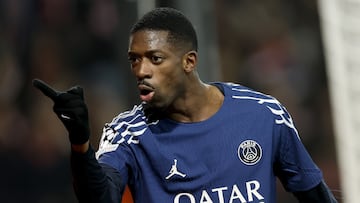 Dembélé durante un partido de Champions con el PSG.