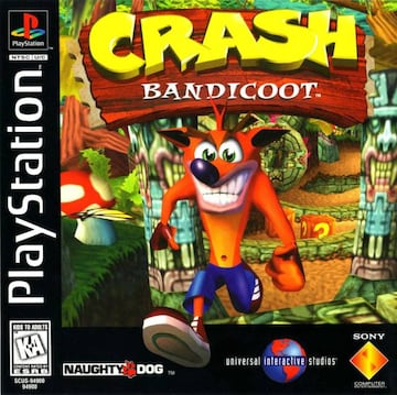 Crash Bandicoot, portada del primer juego. 