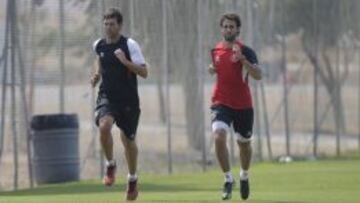 Nico Pareja en un entrenamiento del Sevilla.