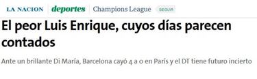 La prensa habla de fin de ciclo de Luis Enrique: "Aniquilado"