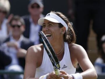 Garbiñe Muguruza celebra su pase a semifinales tras vencer a Timea Bacsinszky.