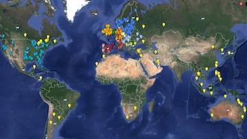 Mapa mundial de cable park para wakeboard y wakeskate