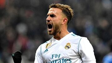 Mayoral celebra un gol en el Santiago Bernabéu.