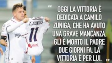 Giaccherini dedic&oacute; su gol a Camilo Zu&ntilde;iga en la victoria frente al Sassuolo.