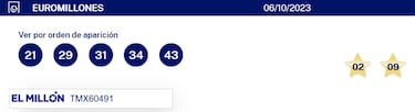 Euromillones: comprobar los resultados del sorteo de hoy, viernes 6 de octubre