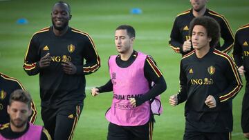 Eden Hazard se entrena con Bélgica.