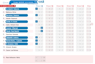 Elige 8 de La Quiniela jornada 28 - 13/12/25 