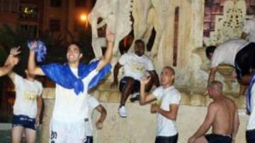 Los jugadores del Hércules, en plena celebración.
