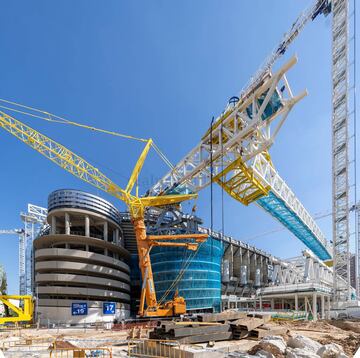 Obras del Santiago Bernabéu: la cubierta empieza a coger forma