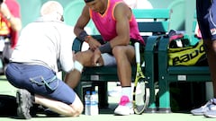 What injury did Nadal suffer to his iliopsoas, where is it located, and how long has it kept him out of play?