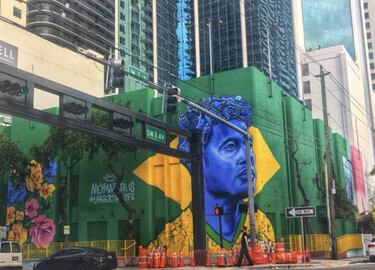 Neymar en Miami, en tremendo mural en Downtown