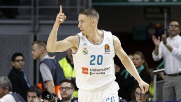Jaycee Carroll tras anotar un tiro con el Real Madrid ante el Panathinaikos.