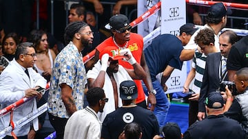 Floyd Mayweather Jr during fight of an exhibition fight against John Gotti III, at Mexico City Arena, on August 24, 2024, in Mexico