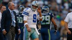 SEATTLE, WA - AUGUST 25: Quarterback Tony Romo #9 of the Dallas Cowboys leaves the field after being injured in the first quarter during a preseason game against the Seattle Seahawks at CenturyLink Field on August 25, 2016 in Seattle, Washington.   Otto Greule Jr/Getty Images/AFP
 == FOR NEWSPAPERS, INTERNET, TELCOS &amp; TELEVISION USE ONLY ==