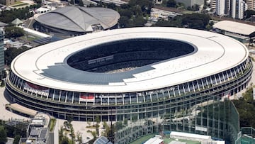 Imagen a&eacute;rea del exterior del Estado Nacional de Tokio, una de las principales sedes de los Juegos Ol&iacute;mpicos de Tokio 2020.