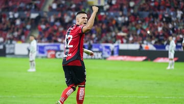 Uros Durdevic celebrates his goal 2-0 of Atlas during the 14th round match between Atlas and Leon as part of the Liga BBVA MX, Torneo Apertura 2025 at Jalisco Stadium, on October 22, 2025 in Guadalajara, Jalisco, Mexico.