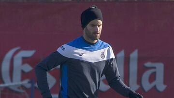 Leo Baptistao durante un entrenamiento con el Espanyol. 