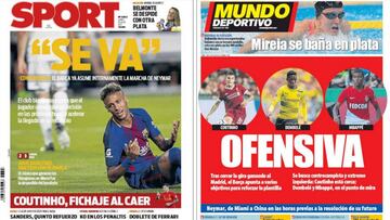 Portadas de los diarios Sport y Mundo Deportivo del d&iacute;a 31 de julio de 2017.