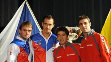Los dobles. De izda. a dcha., Ivo Minar, Lukas Rosol, Marc López y Granollers.