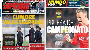 Portadas de los diarios Sport y Mundo Deportivo del d&iacute;a 17 de abril de 2018.