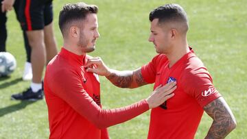 Sa&uacute;l y Vitolo, en un entrenamiento del Atl&eacute;tico.